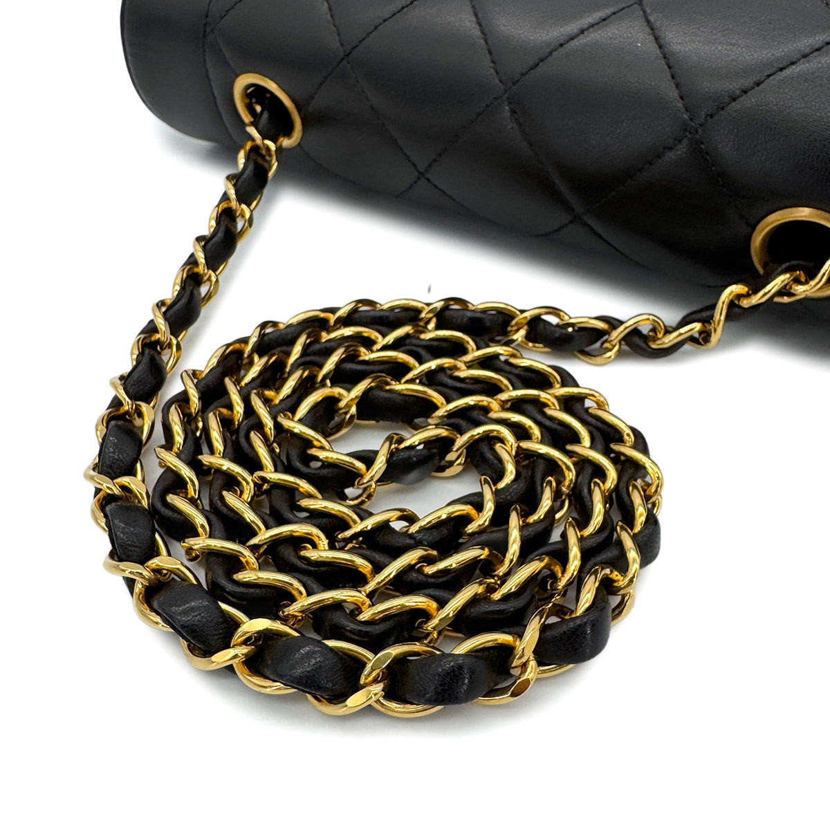 Luxury Promise Japan CHANEL VINTAGE DIANA SMALL CHAIN SHOULDER BAG BLACK LAMB SKIN 90292751