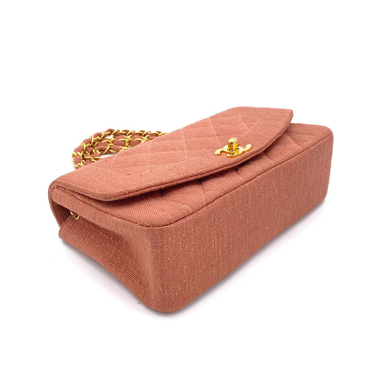 Luxury Promise Japan CHANEL VINTAGE DIANA SMALL CHAIN SHOULDER BAG PINK LINEN 90255395