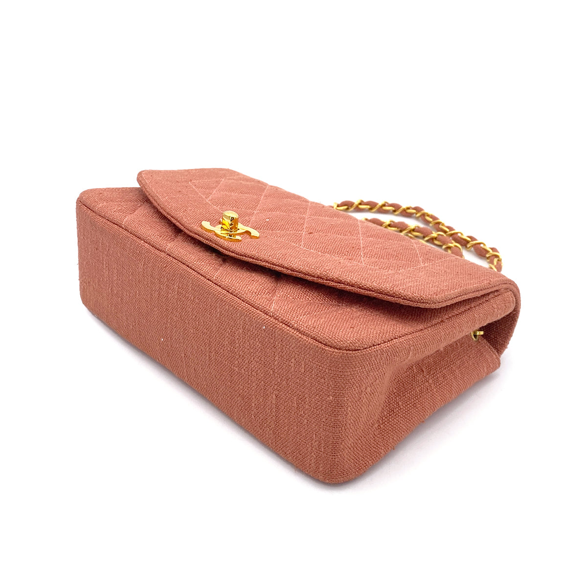 Luxury Promise Japan CHANEL VINTAGE DIANA SMALL CHAIN SHOULDER BAG PINK LINEN 90255395