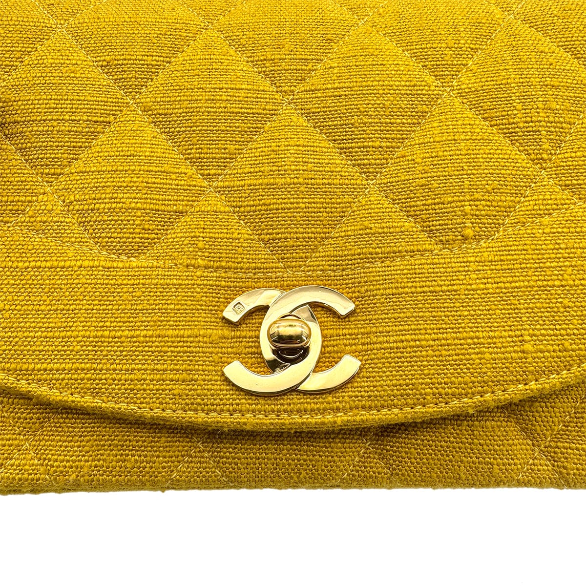 Luxury Promise Japan CHANEL VINTAGE DIANA SMALL CHAIN SHOULDER BAG YELLOW LINEN 90273870