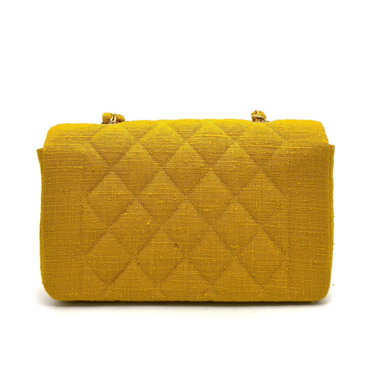 Luxury Promise Japan CHANEL VINTAGE DIANA SMALL CHAIN SHOULDER BAG YELLOW LINEN 90273870