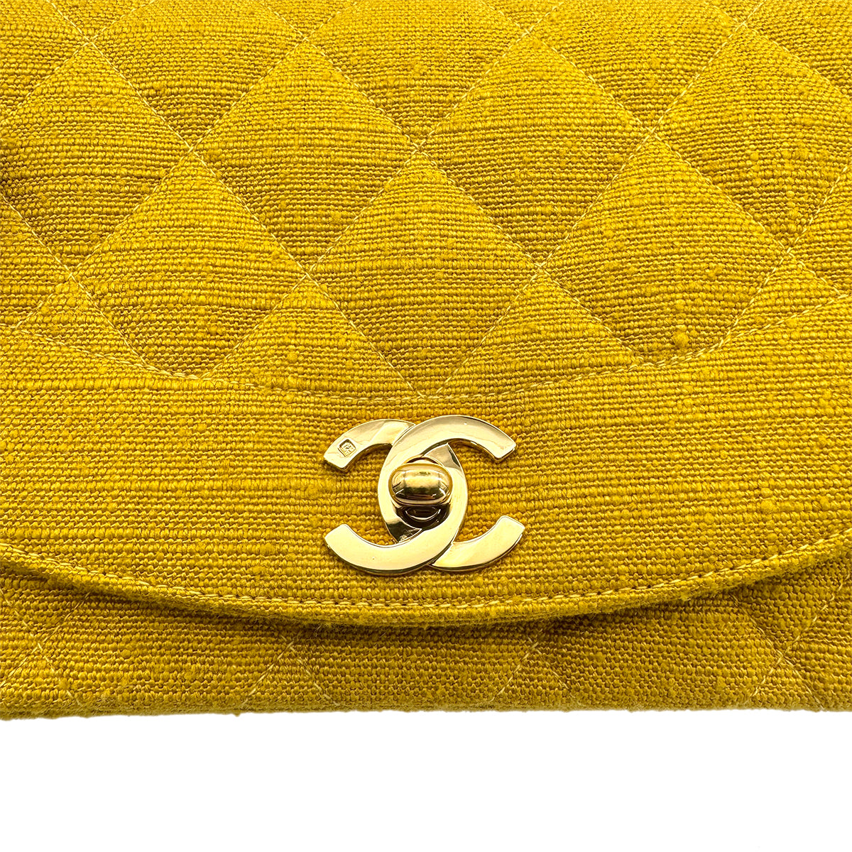 Luxury Promise Japan CHANEL VINTAGE DIANA SMALL CHAIN SHOULDER BAG YELLOW LINEN 90273870