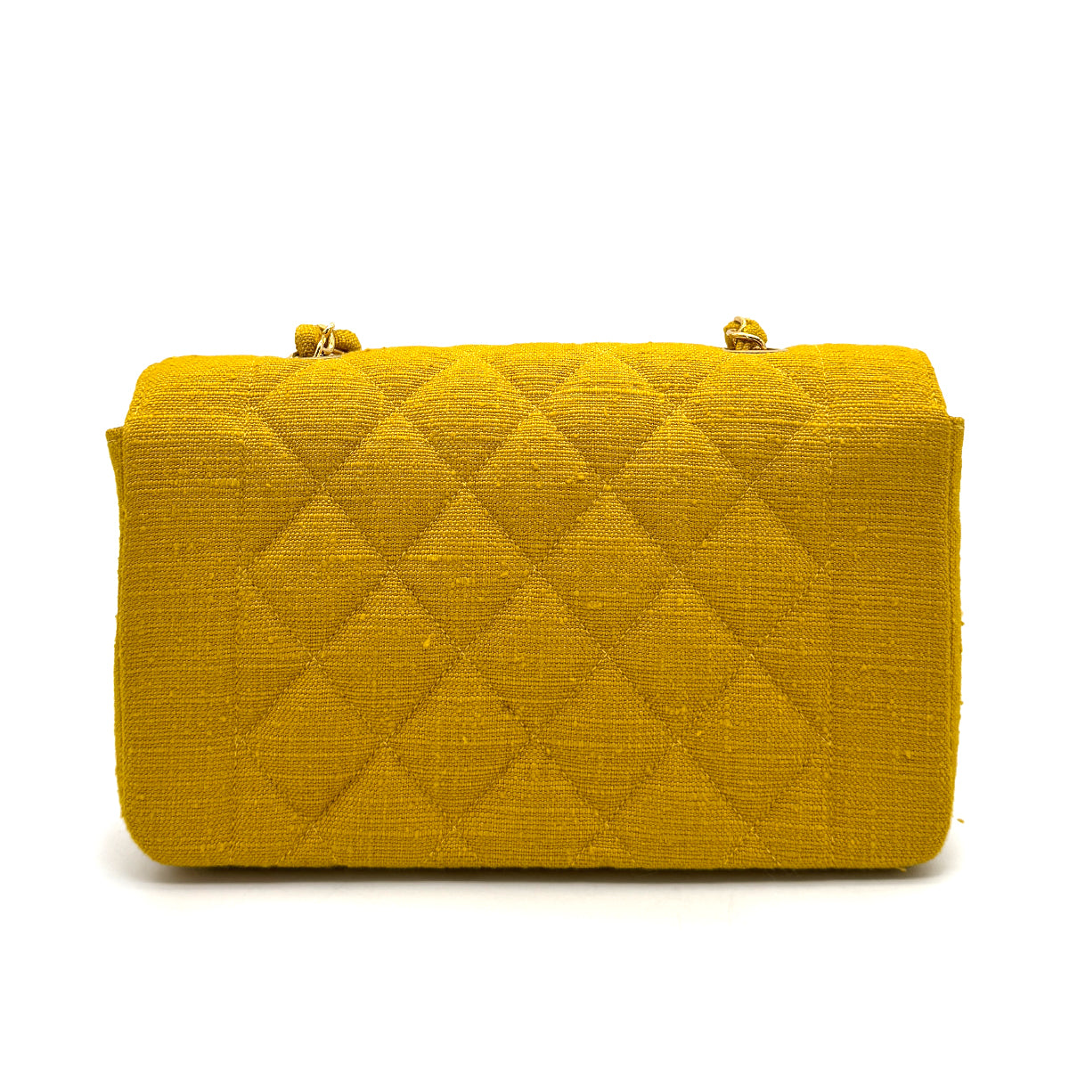 Luxury Promise Japan CHANEL VINTAGE DIANA SMALL CHAIN SHOULDER BAG YELLOW LINEN 90273870