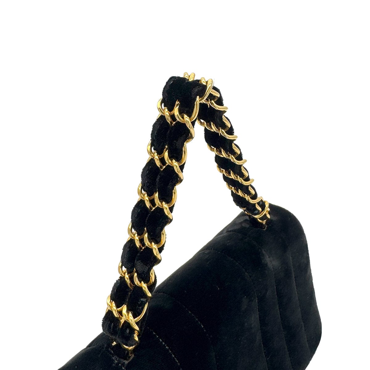 Luxury Promise Japan CHANEL VINTAGE DOUBLE CHAIN HAND BAG BLACK VELOUR 90280646