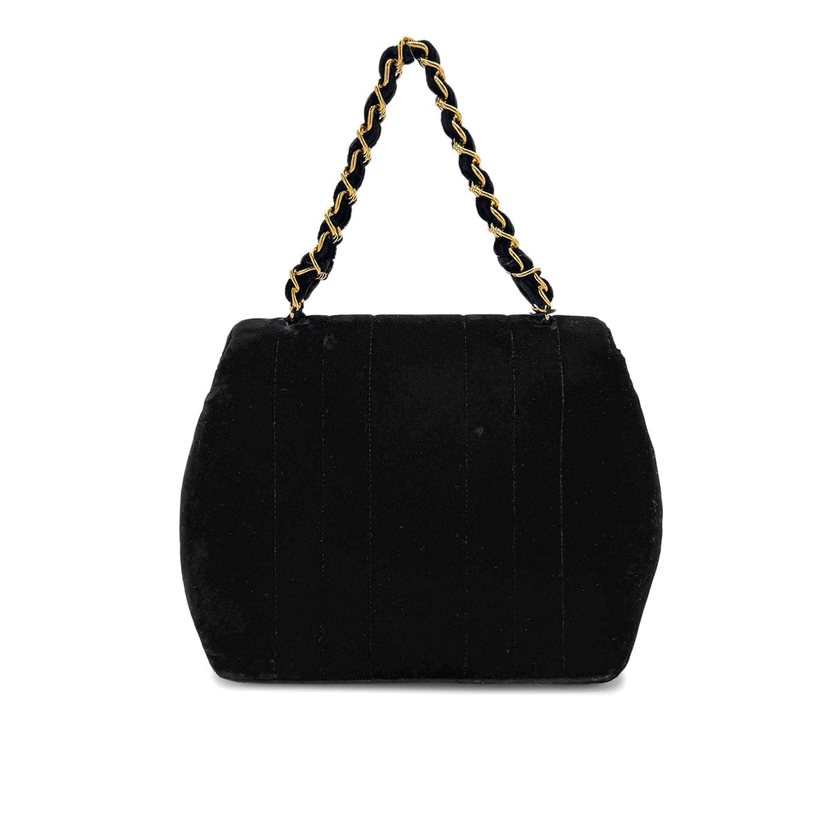 Luxury Promise Japan CHANEL VINTAGE DOUBLE CHAIN HAND BAG BLACK VELOUR 90280646