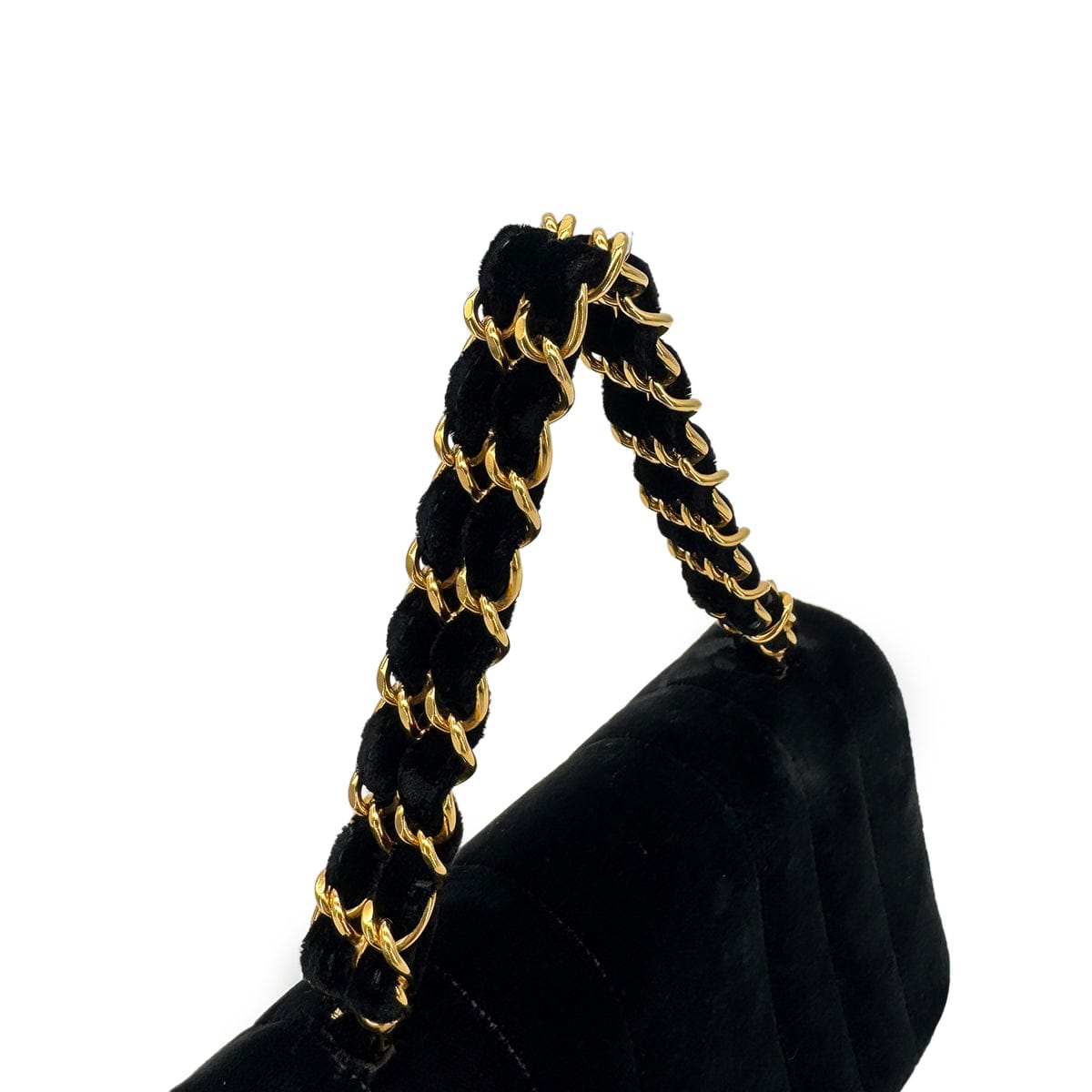 Luxury Promise Japan CHANEL VINTAGE DOUBLE CHAIN HAND BAG BLACK VELOUR 90280646