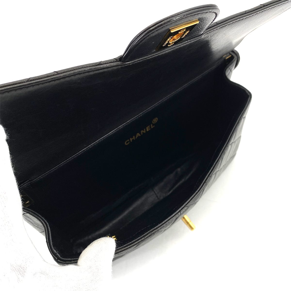 Luxury Promise Japan CHANEL VINTAGE DOUBLE FACE SHOULDER BAG BLACK LAMB SKIN 90259885