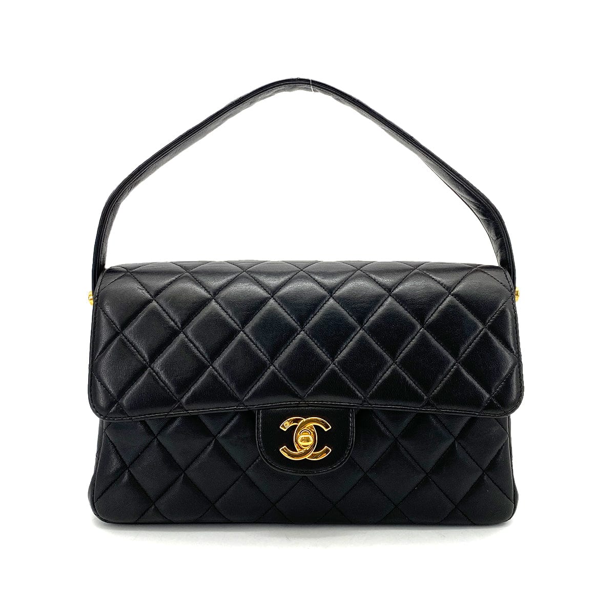 Luxury Promise Japan CHANEL VINTAGE DOUBLE FACE SHOULDER BAG BLACK LAMB SKIN 90259885