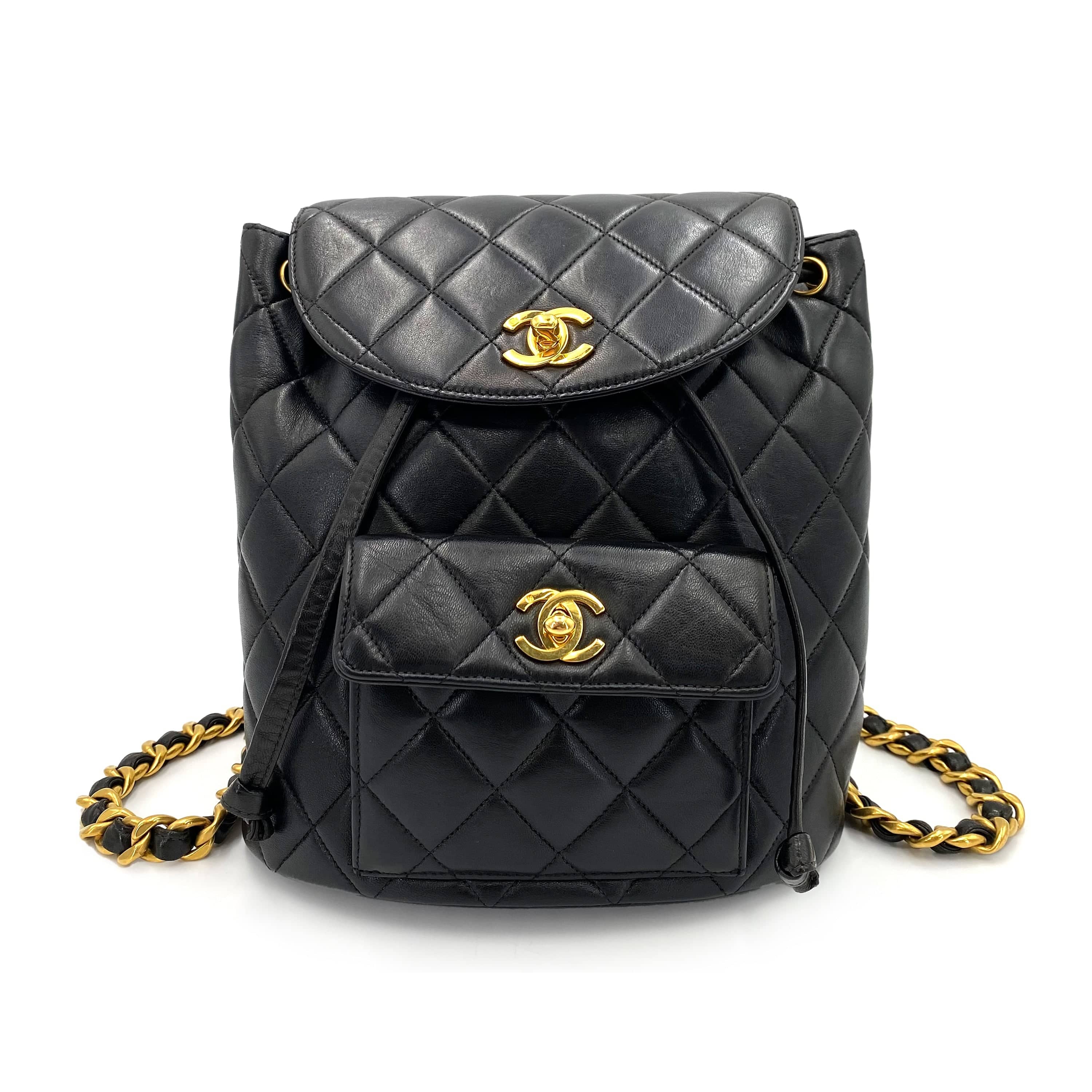 Luxury Promise Japan CHANEL VINTAGE DUMA CHAIN BACKPACK BLACK LAMB SKIN 90238998
