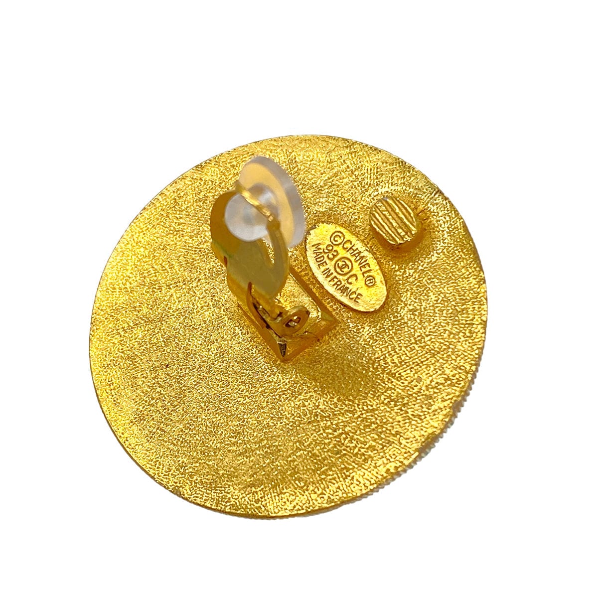 Luxury Promise Japan CHANEL VINTAGE EARRINGS COCOMARK GREEN ROUND ACCESSORY 93C 90284391