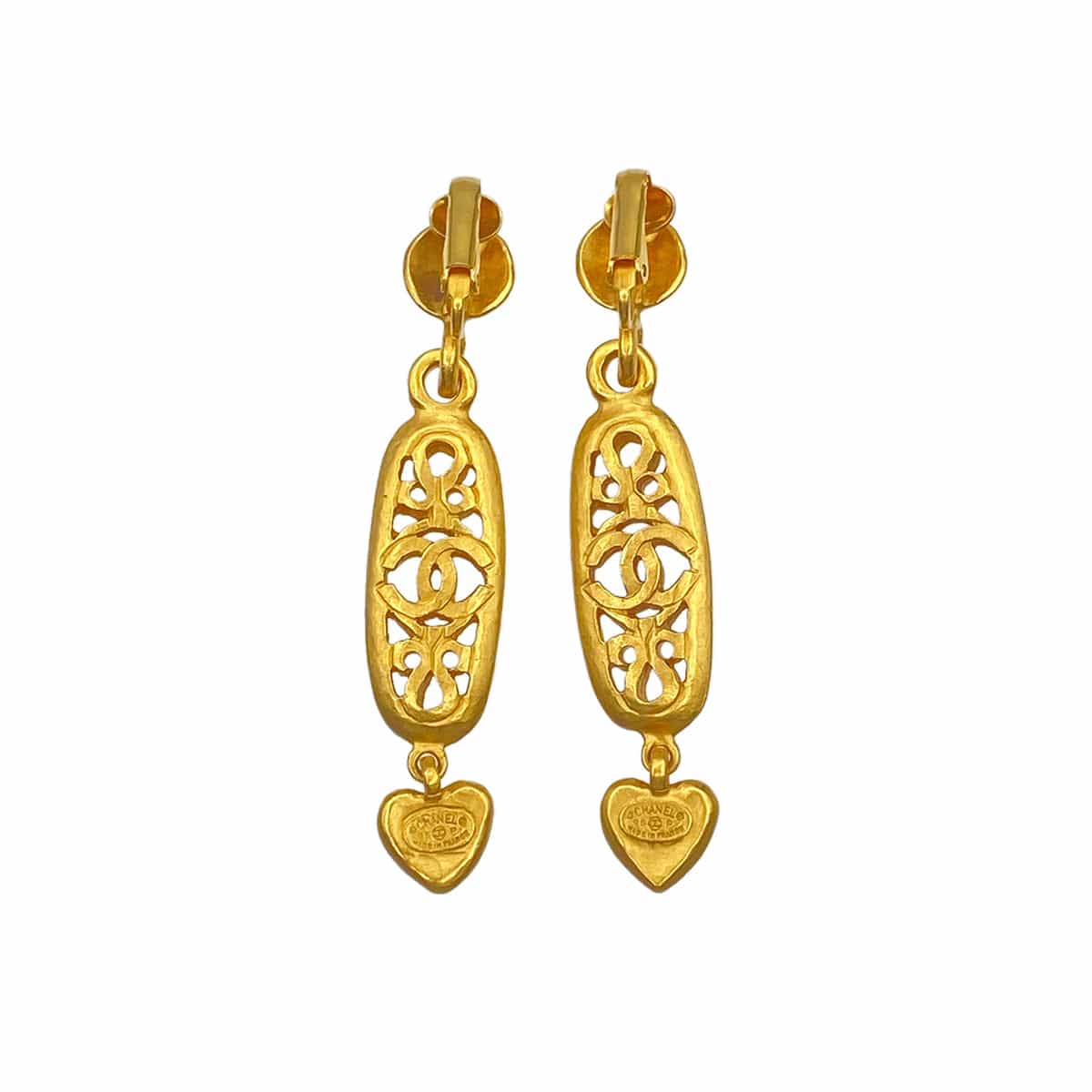 Luxury Promise Japan CHANEL VINTAGE EARRINGS COCOMARK HEART SWING ACCESSORY 95P 90271953