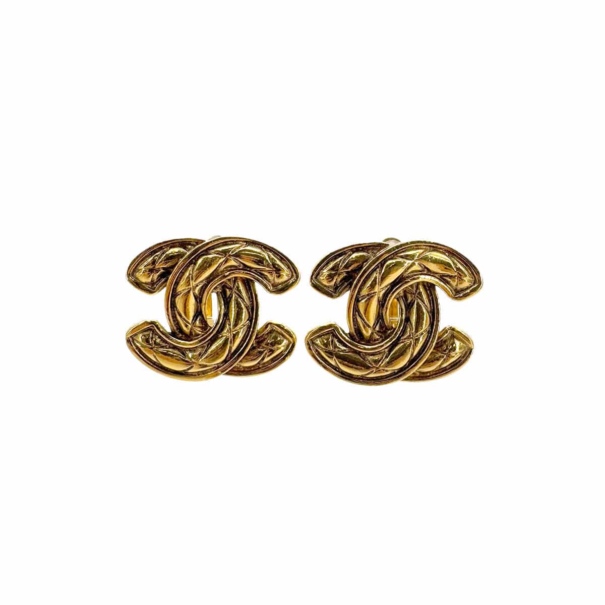 Luxury Promise Japan CHANEL VINTAGE EARRINGS COCOMARK MATELASSE GOLD ACCESSORY 90291249