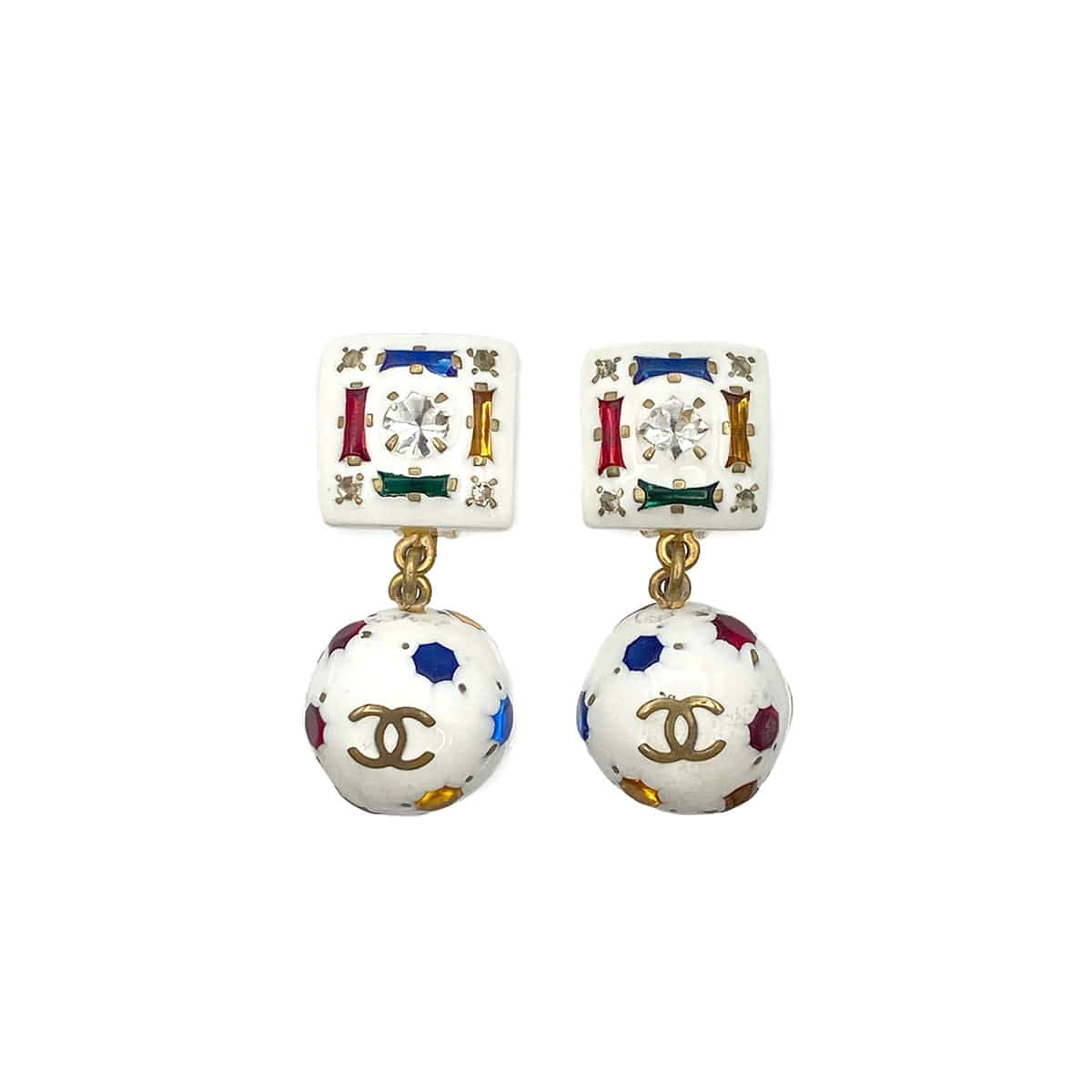 Luxury Promise Japan CHANEL VINTAGE EARRINGS COCOMARK SOCCER BALL ACCESSORY 98P 90271885