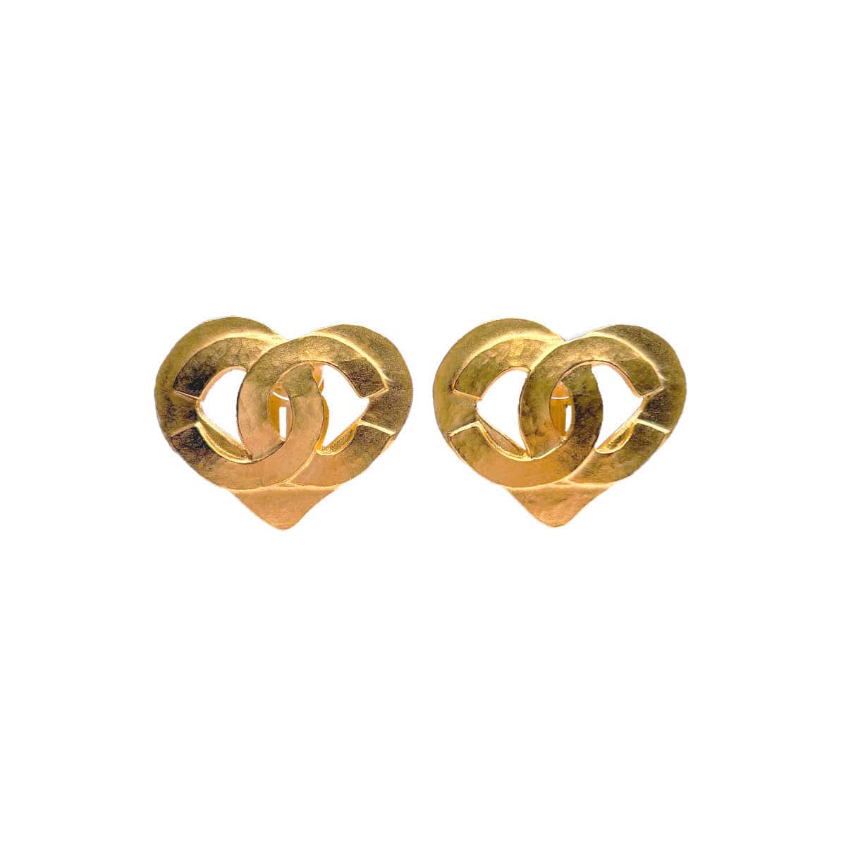 Luxury Promise Japan CHANEL VINTAGE EARRINGS HEART COCOMARK GOLD ACCESSORY 95P 90309760