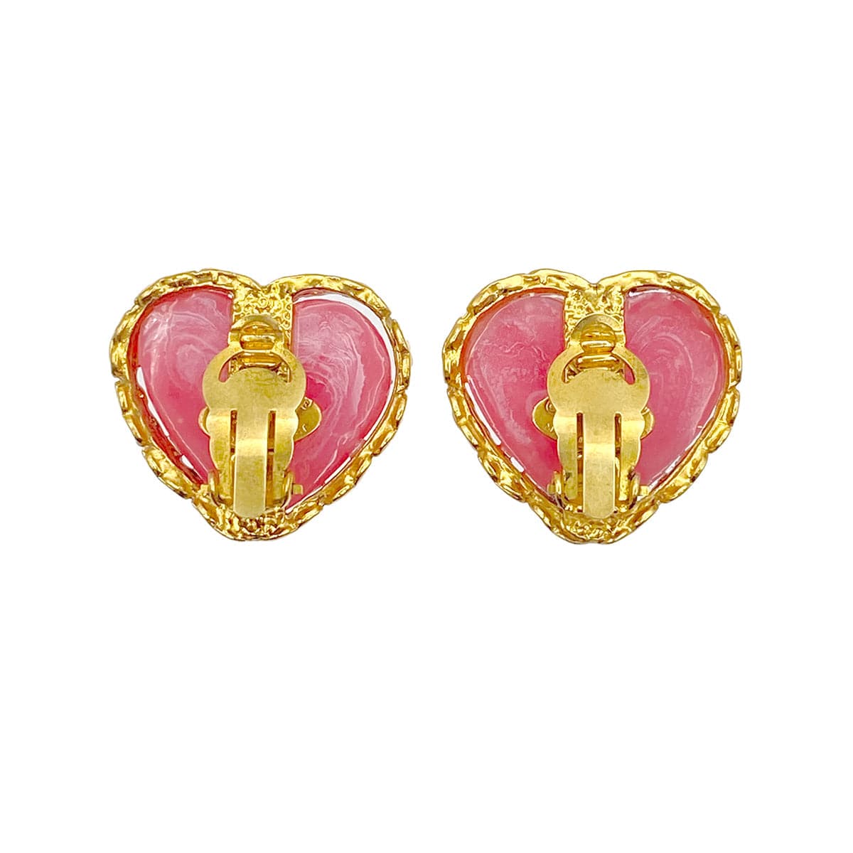 Luxury Promise Japan CHANEL VINTAGE EARRINGS HEART STONE PINK ACCESSORY 28 90267794