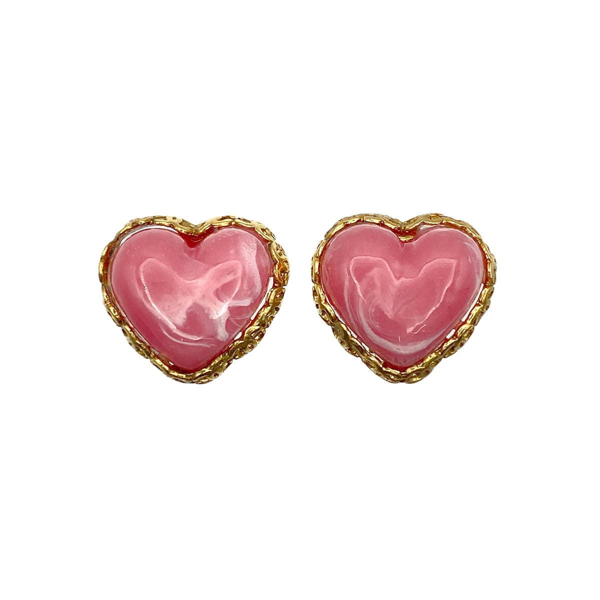 Luxury Promise Japan CHANEL VINTAGE EARRINGS HEART STONE PINK ACCESSORY 28 90267794
