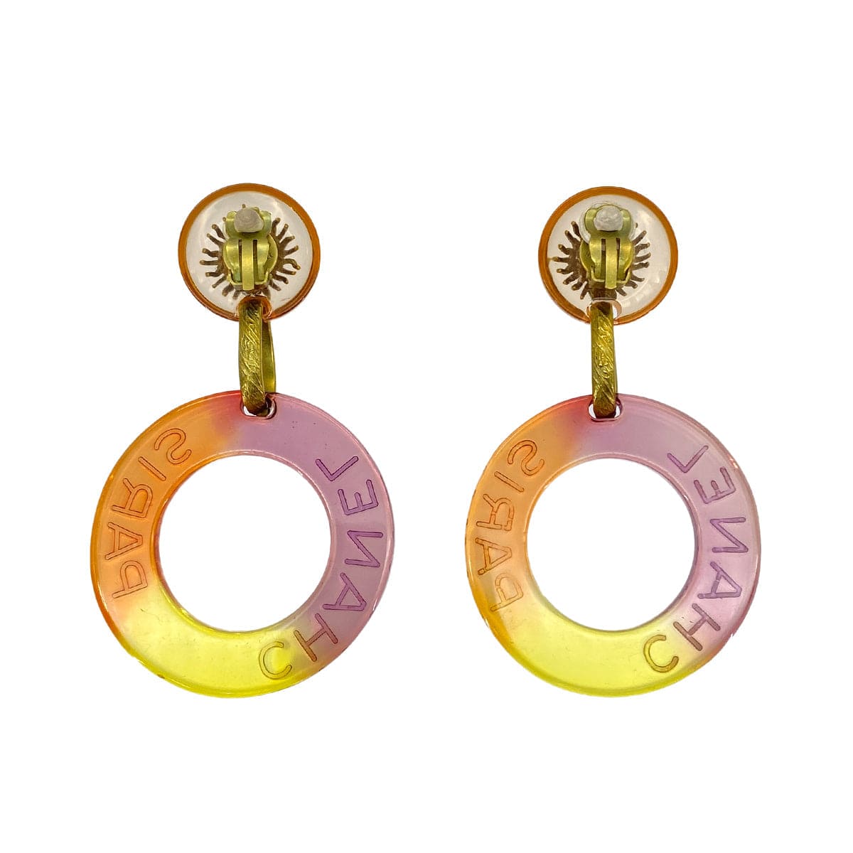 Luxury Promise Japan CHANEL VINTAGE EARRINGS MEDUSA LOGO HOOP MULTICOLOR ACCESSORY 95C 90278952