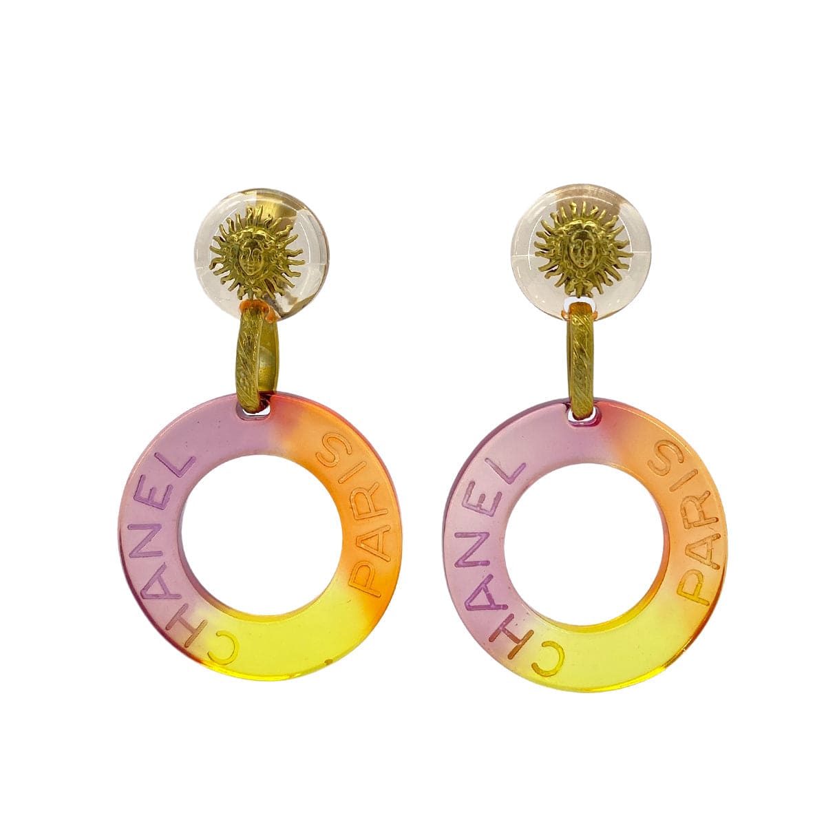 Luxury Promise Japan CHANEL VINTAGE EARRINGS MEDUSA LOGO HOOP MULTICOLOR ACCESSORY 95C 90278952