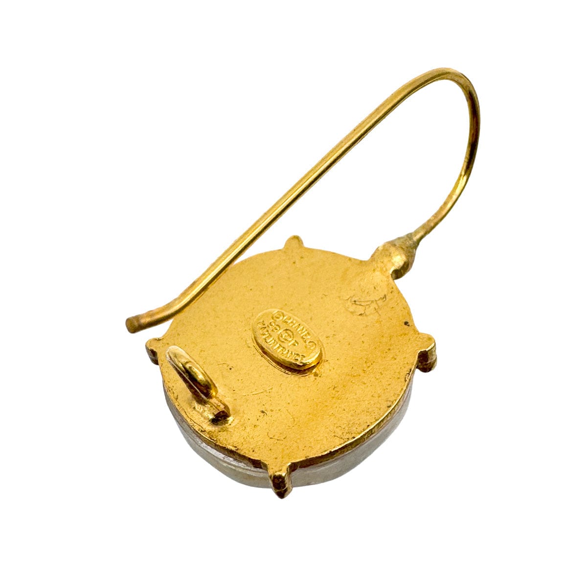 Luxury Promise Japan CHANEL VINTAGE EARRINGS ROUND COCOMARK GOLD CLEAR ACCESSORY 99P 90309758