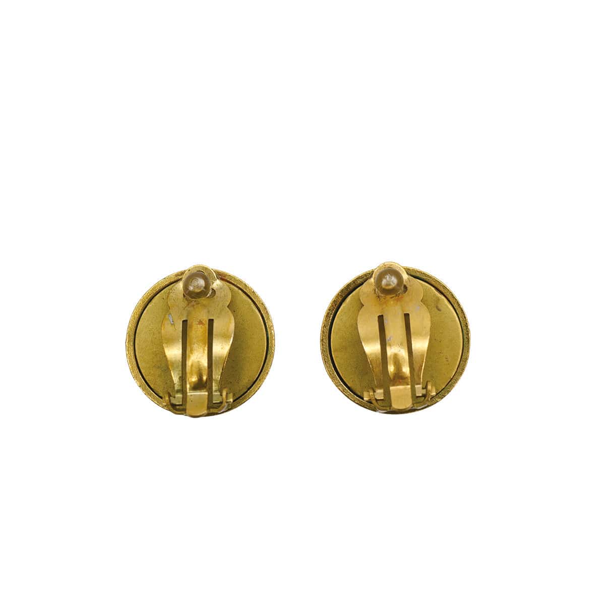 Luxury Promise Japan CHANEL VINTAGE EARRINGS ROUND LOGO GOLD BLACK ACCESSORY 94A 90309787