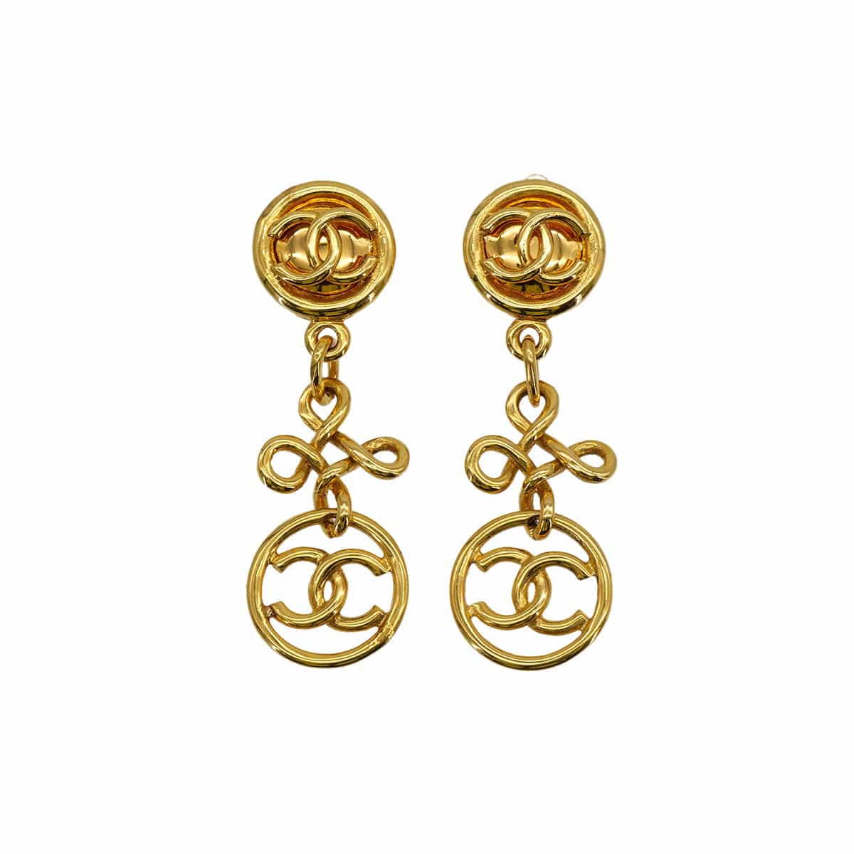 Luxury Promise Japan CHANEL VINTAGE EARRINGS SWING COCOMARK GOLD 93P ACCESSORY 90309005