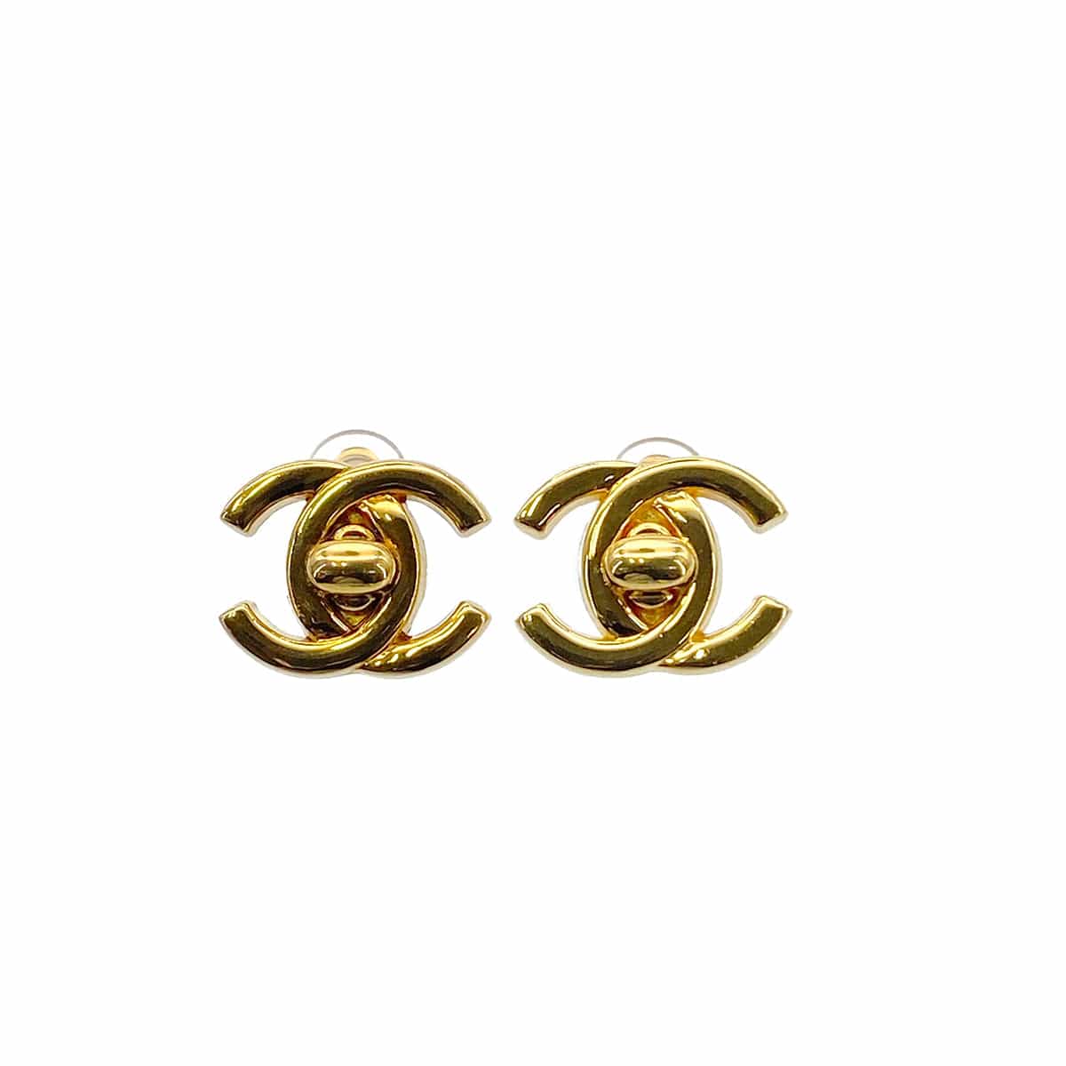 Luxury Promise Japan CHANEL VINTAGE EARRINGS TURN LOCK GOLD ACCESSORY 96P 90278508