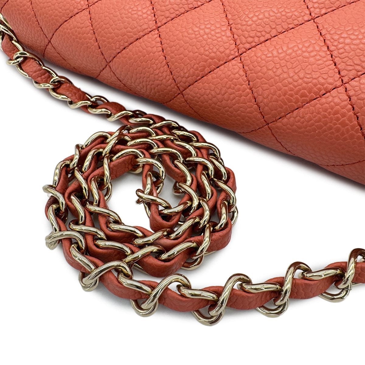Luxury Promise Japan CHANEL VINTAGE EAST WEST CHAIN SHOULDER BAG ORANGE CAVIAR SKIN 90293302