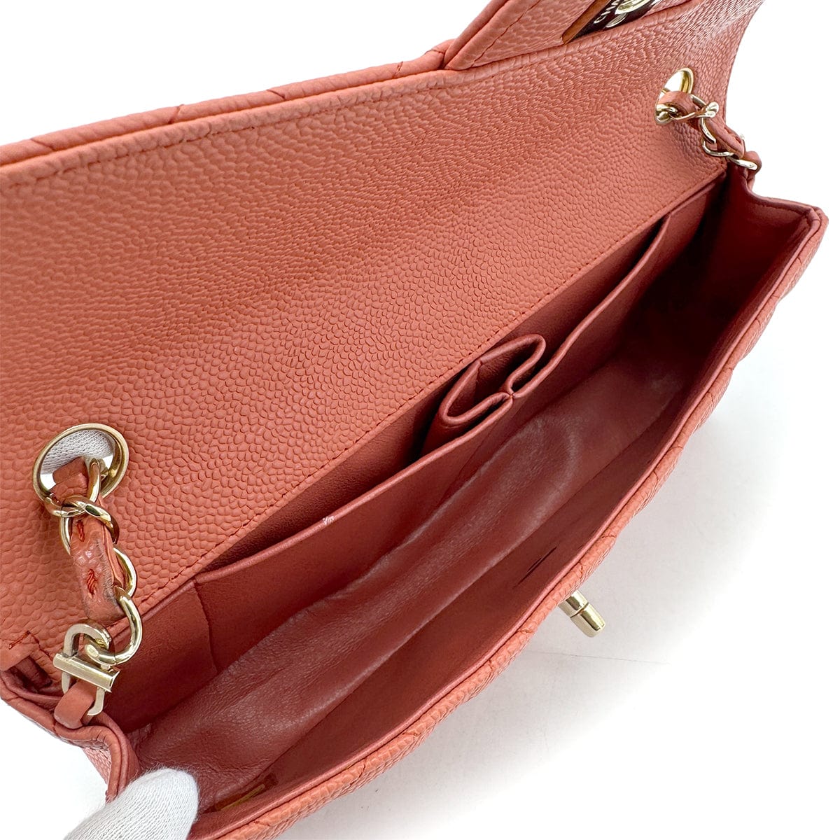 Luxury Promise Japan CHANEL VINTAGE EAST WEST CHAIN SHOULDER BAG ORANGE CAVIAR SKIN 90293302