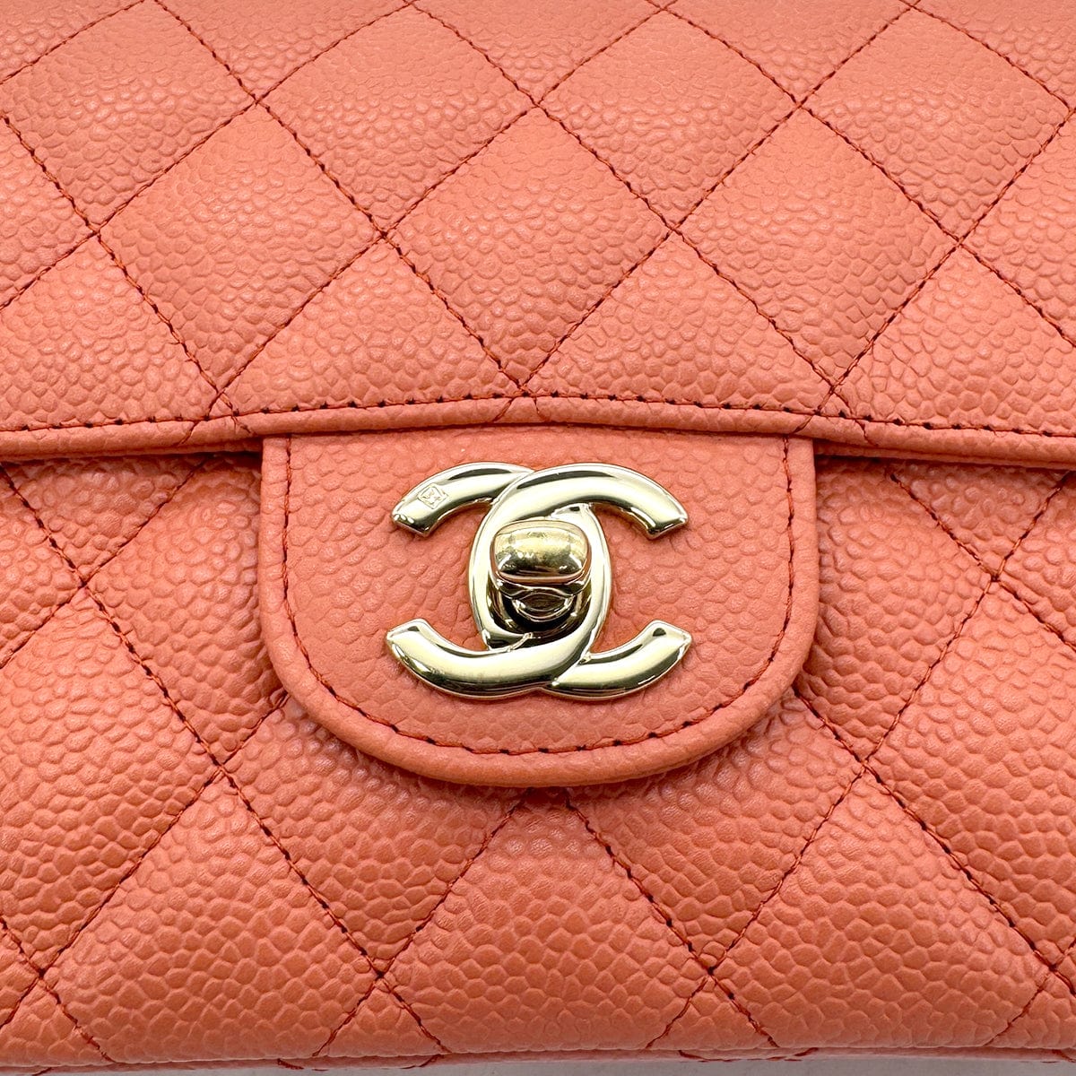 Luxury Promise Japan CHANEL VINTAGE EAST WEST CHAIN SHOULDER BAG ORANGE CAVIAR SKIN 90293302
