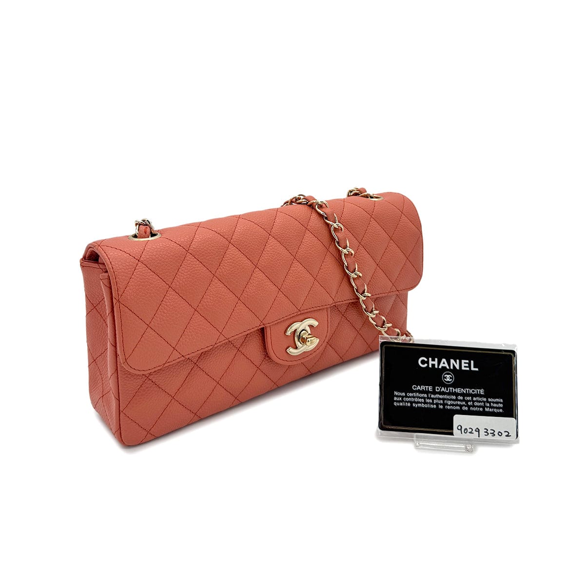 Luxury Promise Japan CHANEL VINTAGE EAST WEST CHAIN SHOULDER BAG ORANGE CAVIAR SKIN 90293302