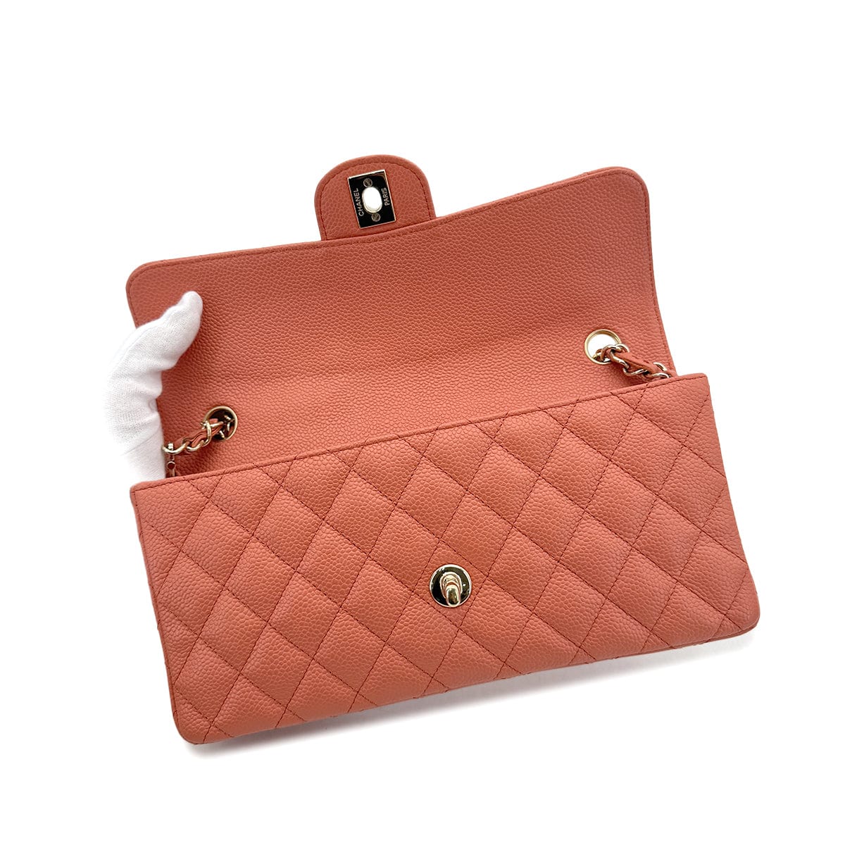 Luxury Promise Japan CHANEL VINTAGE EAST WEST CHAIN SHOULDER BAG ORANGE CAVIAR SKIN 90293302