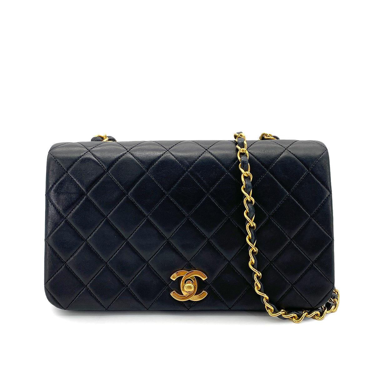 Luxury Promise Japan CHANEL VINTAGE FULL FLAP CHAIN SHOULDER BAG BLACK LAMB SKIN 90253629