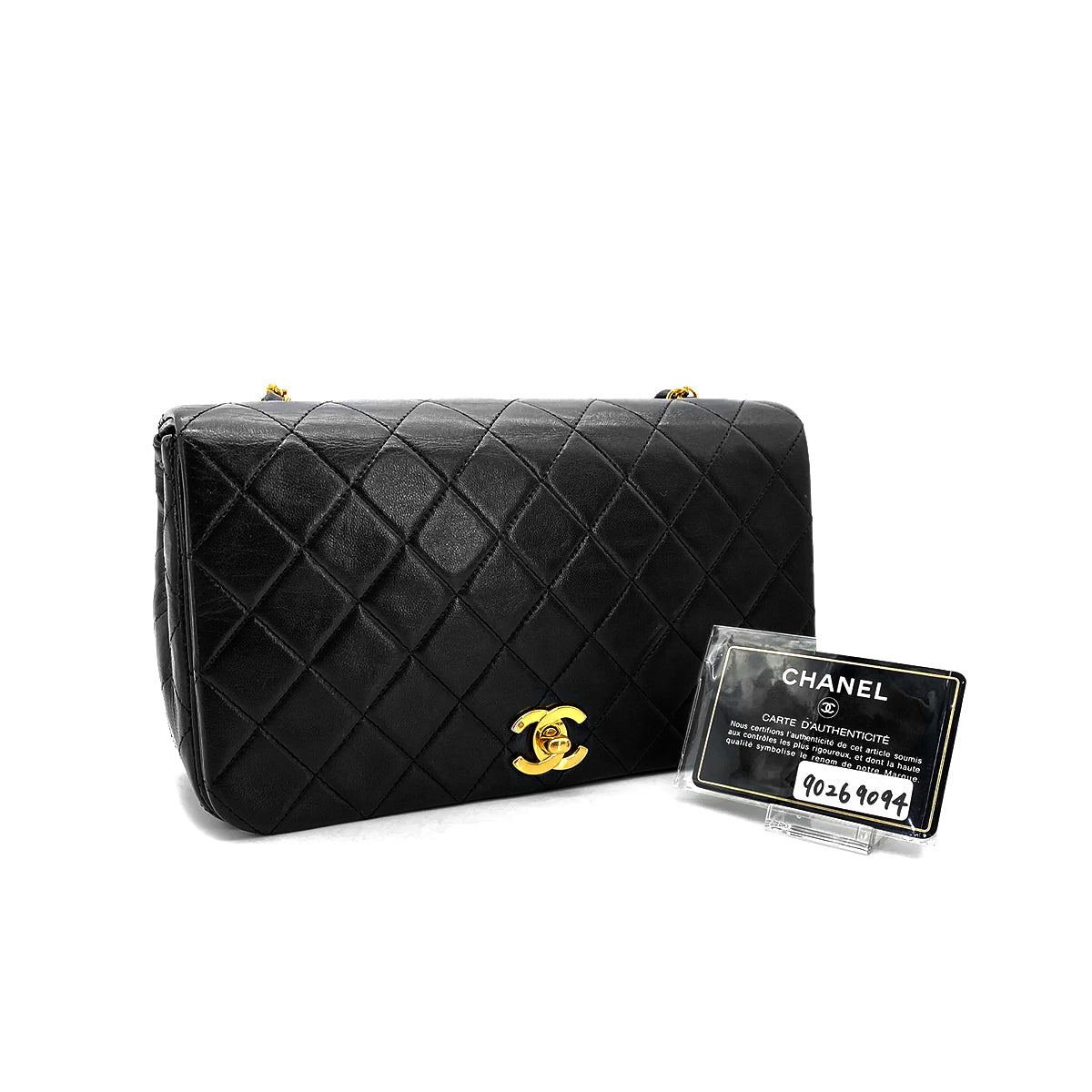 Luxury Promise Japan CHANEL VINTAGE FULL FLAP CHAIN SHOULDER BAG BLACK LAMB SKIN 90269094