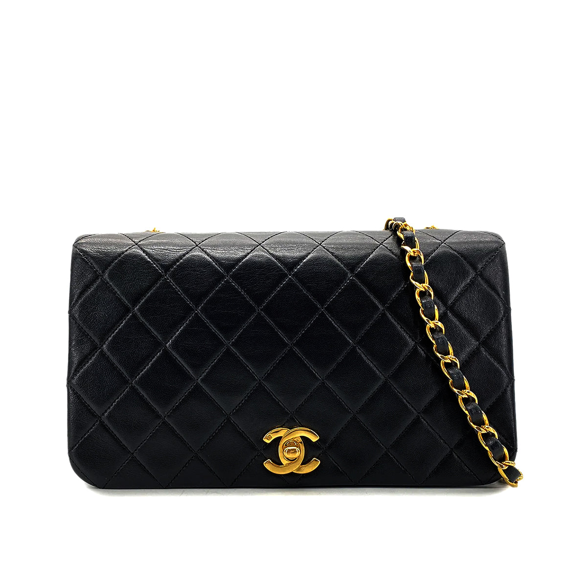 Luxury Promise Japan CHANEL VINTAGE FULL FLAP CHAIN SHOULDER BAG BLACK LAMB SKIN 90269094