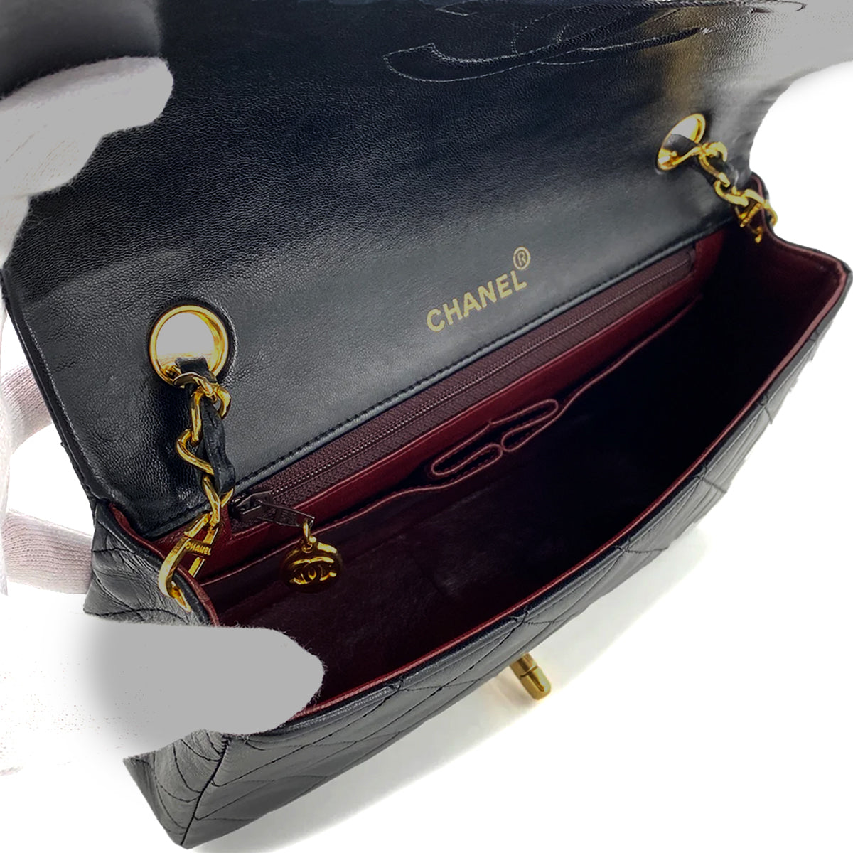 Luxury Promise Japan CHANEL VINTAGE FULL FLAP CHAIN SHOULDER BAG BLACK LAMB SKIN 90269094