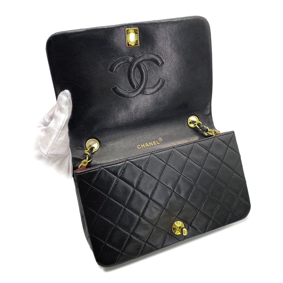 Luxury Promise Japan CHANEL VINTAGE FULL FLAP CHAIN SHOULDER BAG BLACK LAMB SKIN 90269118