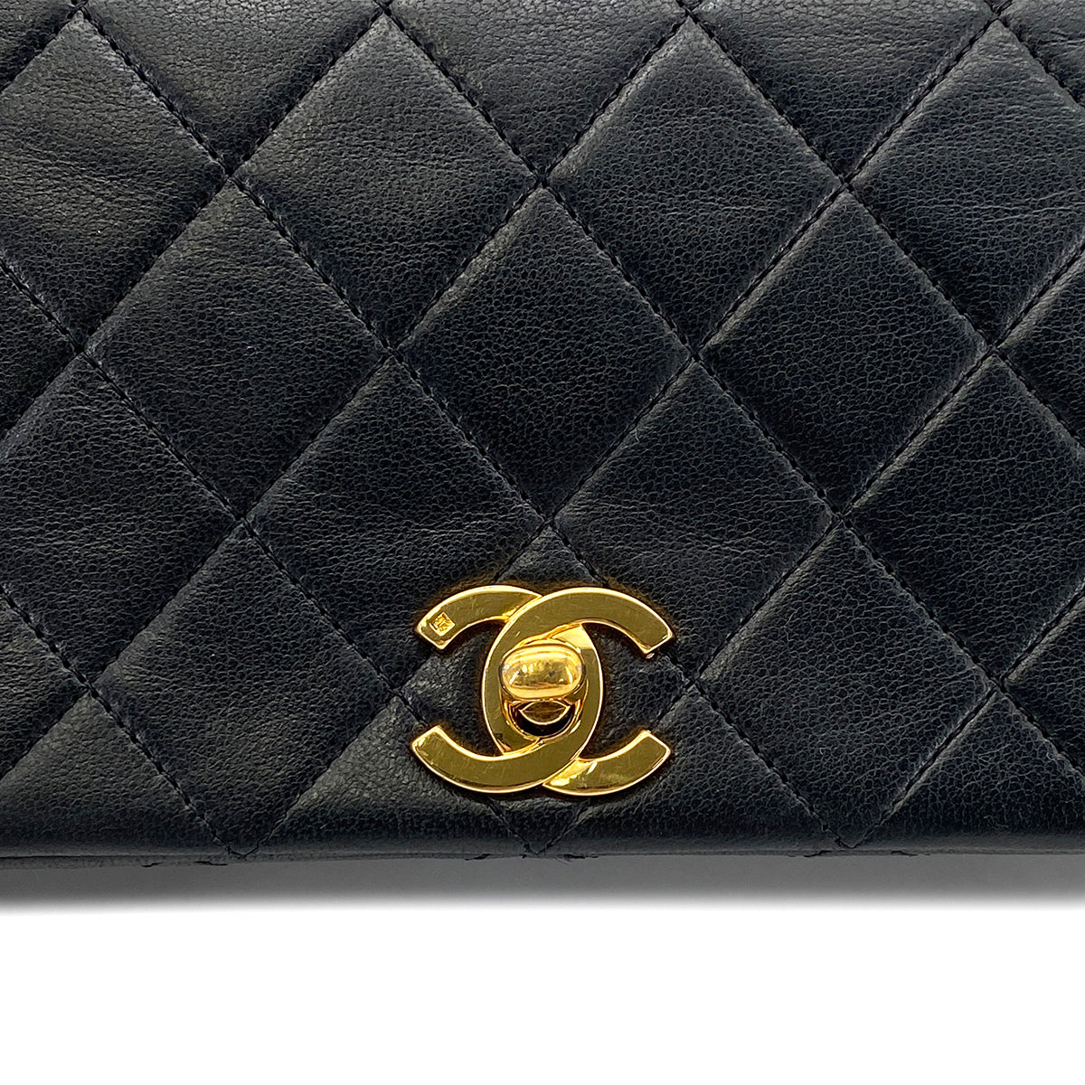 Luxury Promise Japan CHANEL VINTAGE FULL FLAP CHAIN SHOULDER BAG BLACK LAMB SKIN 90275036