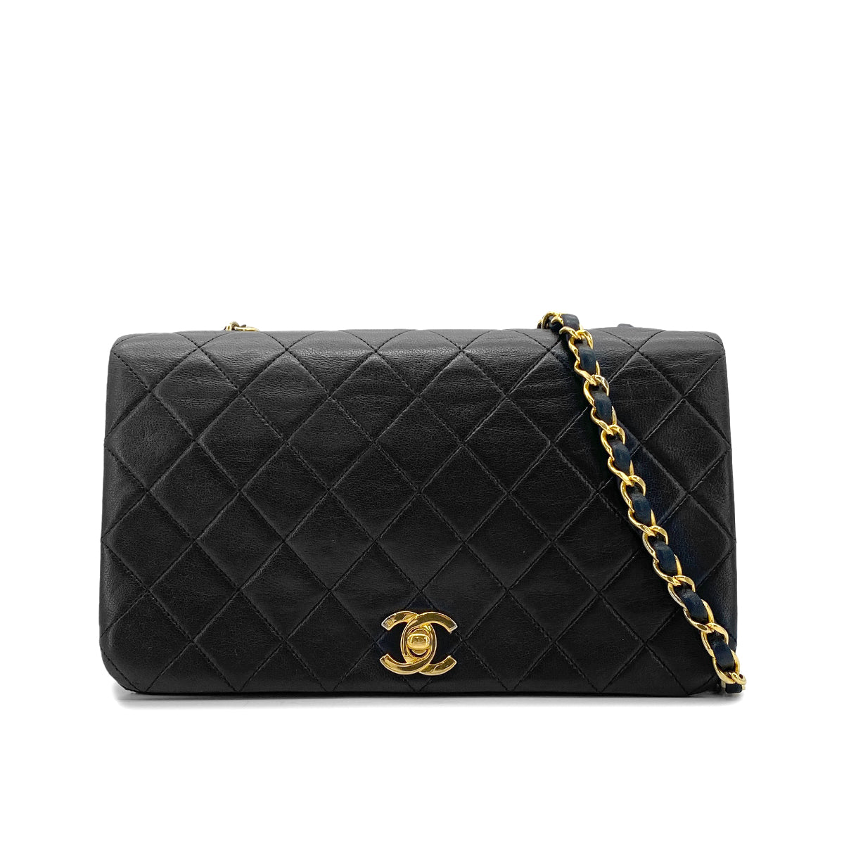 Luxury Promise Japan CHANEL VINTAGE FULL FLAP CHAIN SHOULDER BAG BLACK LAMB SKIN 90275036