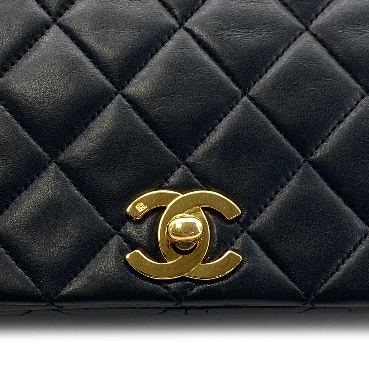 Luxury Promise Japan CHANEL VINTAGE FULL FLAP CHAIN SHOULDER BAG BLACK LAMB SKIN 90301010
