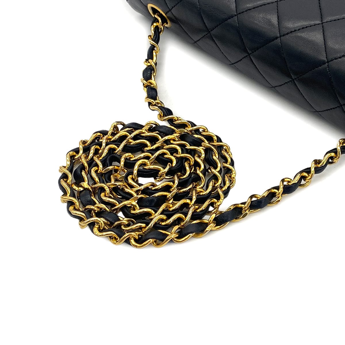 Luxury Promise Japan CHANEL VINTAGE FULL FLAP CHAIN SHOULDER BAG BLACK LAMB SKIN 90301010