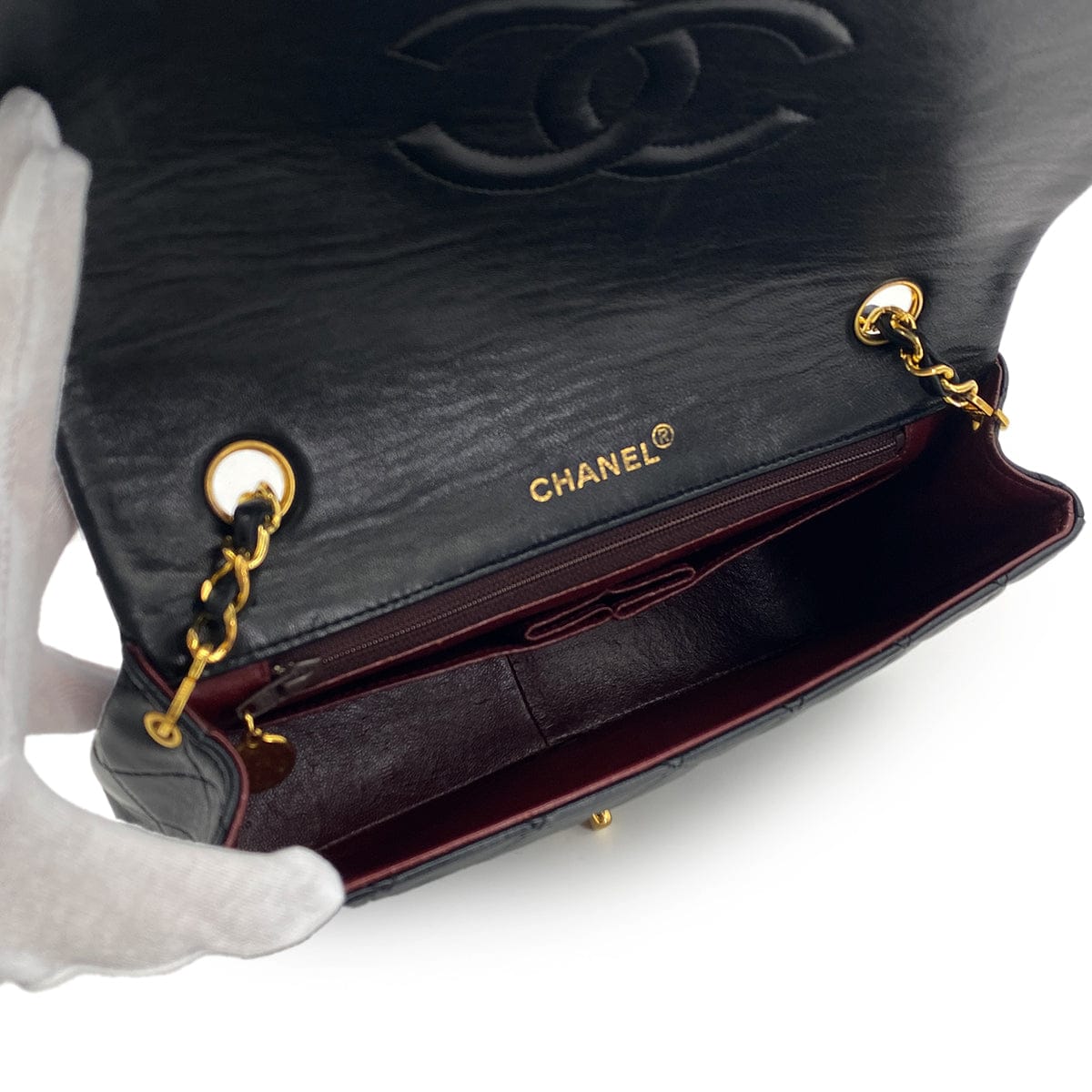 Luxury Promise Japan CHANEL VINTAGE FULL FLAP CHAIN SHOULDER BAG BLACK LAMB SKIN 90301010