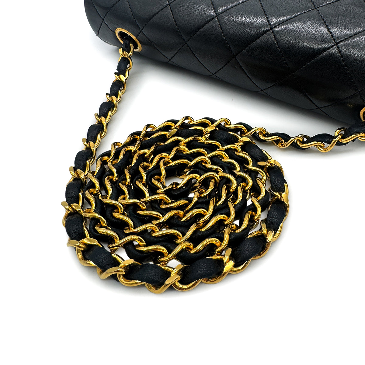 Luxury Promise Japan CHANEL VINTAGE FULL FLAP CHAIN SHOULDER BAG BLACK LAMB SKIN 90302899