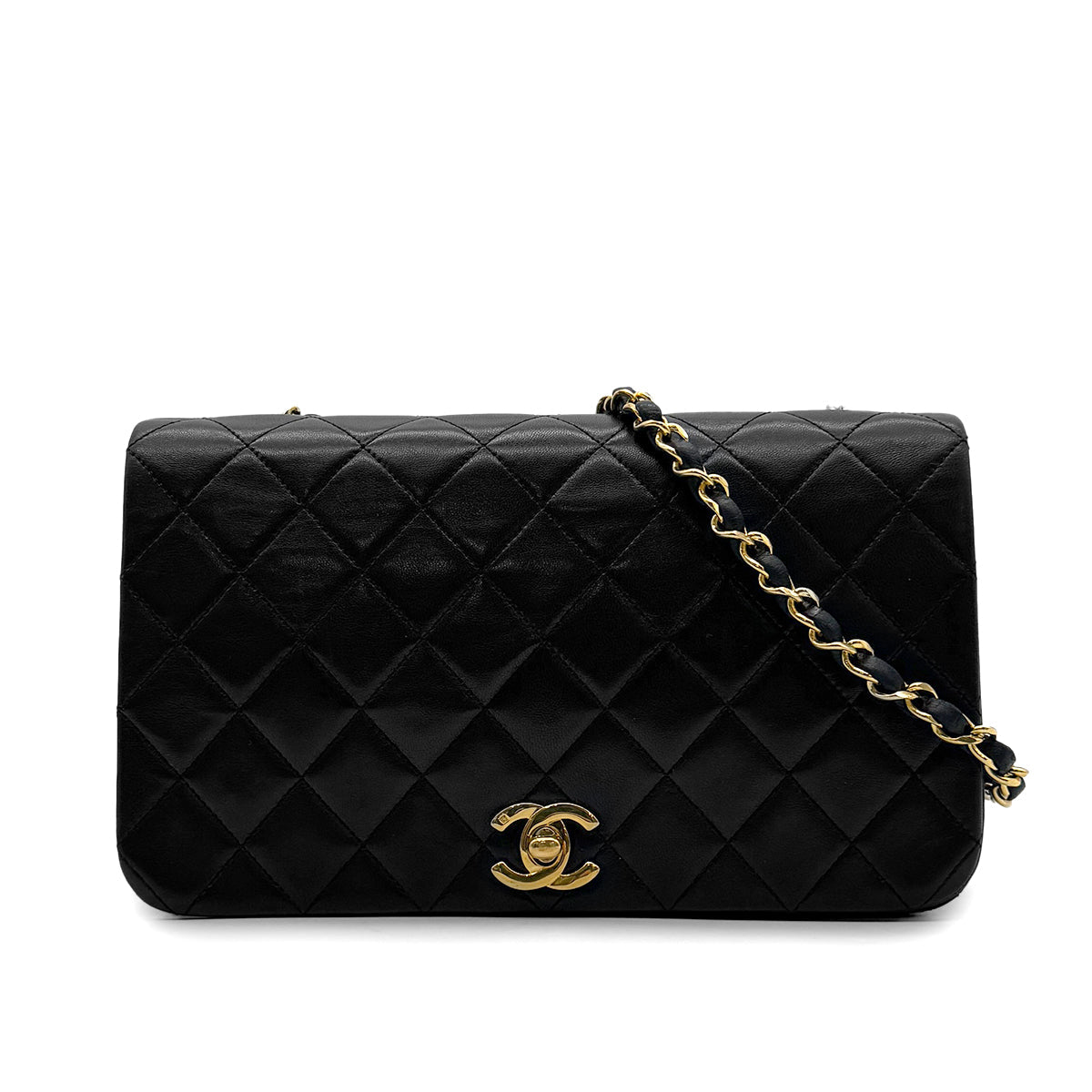 Luxury Promise Japan CHANEL VINTAGE FULL FLAP CHAIN SHOULDER BAG BLACK LAMB SKIN 90302899