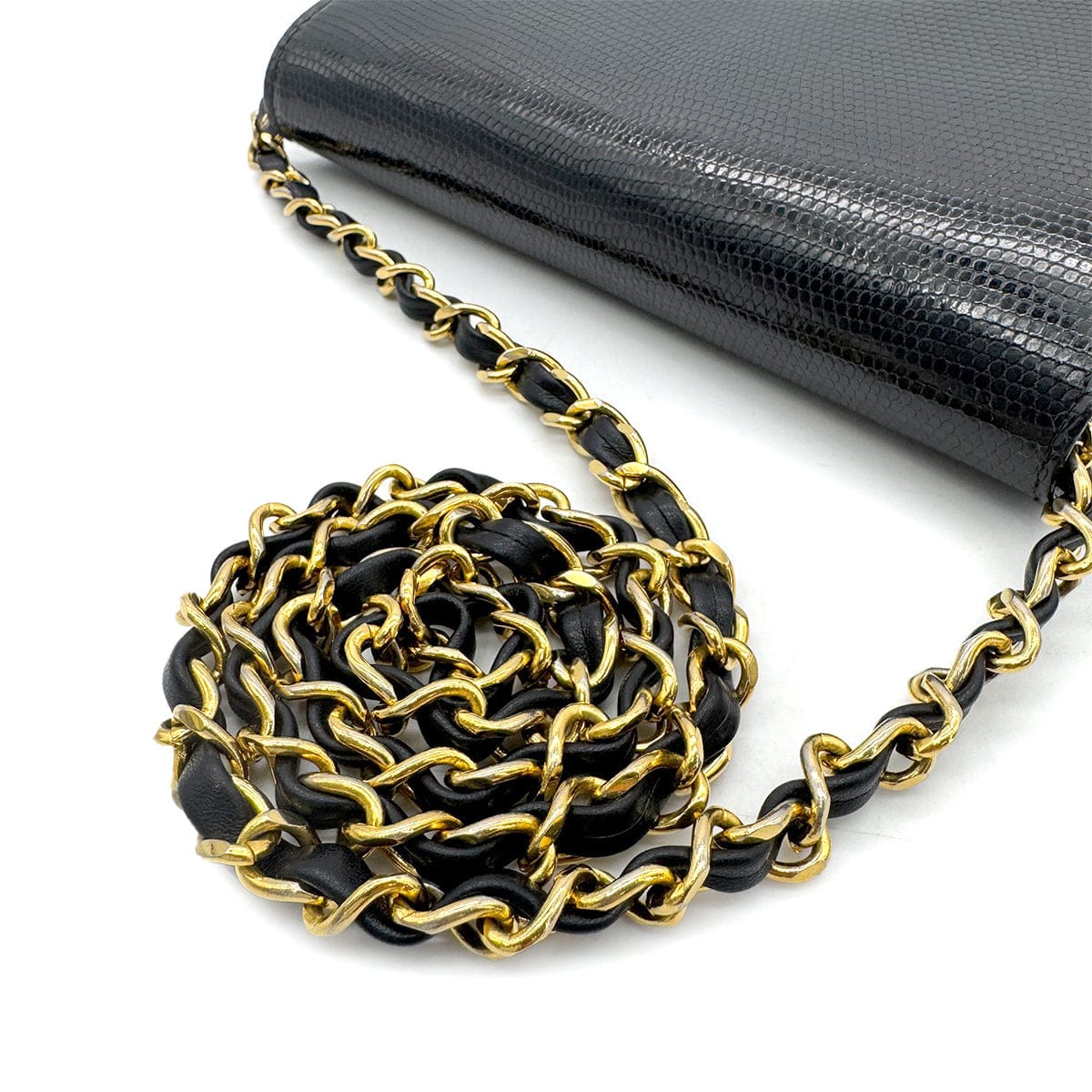 Luxury Promise Japan CHANEL VINTAGE FULL FLAP CHAIN SHOULDER BAG BLACK LIZARD 90292743