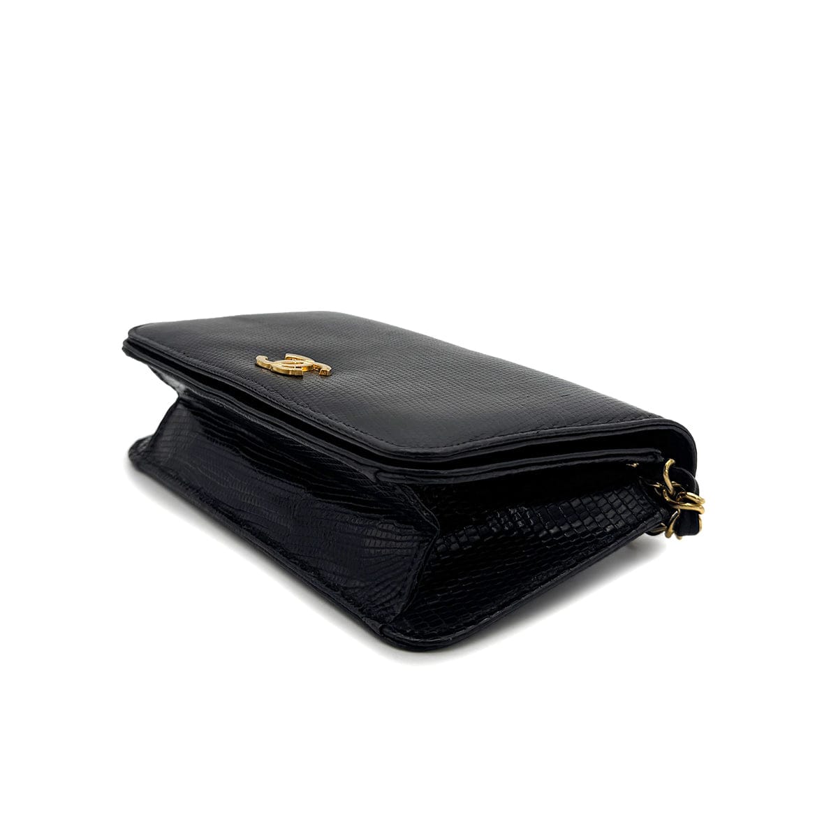 Luxury Promise Japan CHANEL VINTAGE FULL FLAP CHAIN SHOULDER BAG BLACK LIZARD 90292743