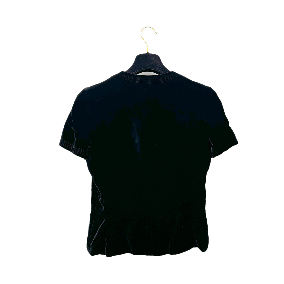 Luxury Promise Japan CHANEL VINTAGE GRIPOIX BUTTON VELOR HALF SLEEVE JACKET BLACK RAYON RTW 90284590