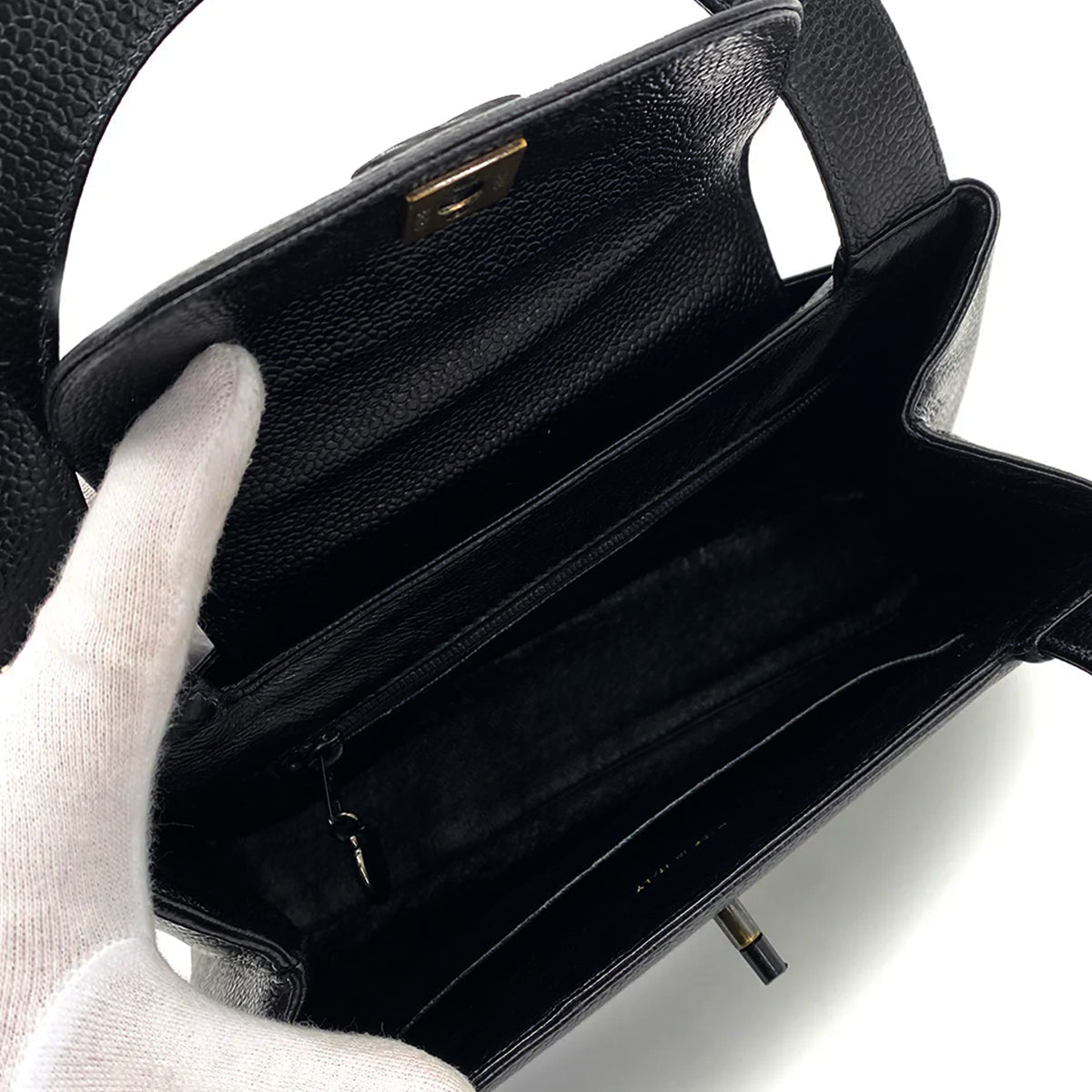 Luxury Promise Japan CHANEL VINTAGE HAND BAG BLACK CAVIAR SKIN 90260189