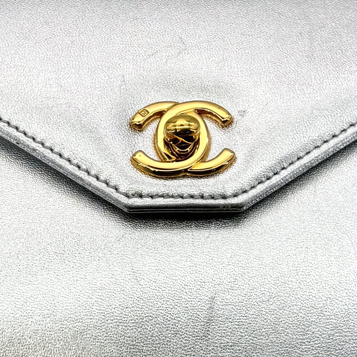 Luxury Promise Japan CHANEL VINTAGE HAND BAG SILVER LAMB SKIN 90275605