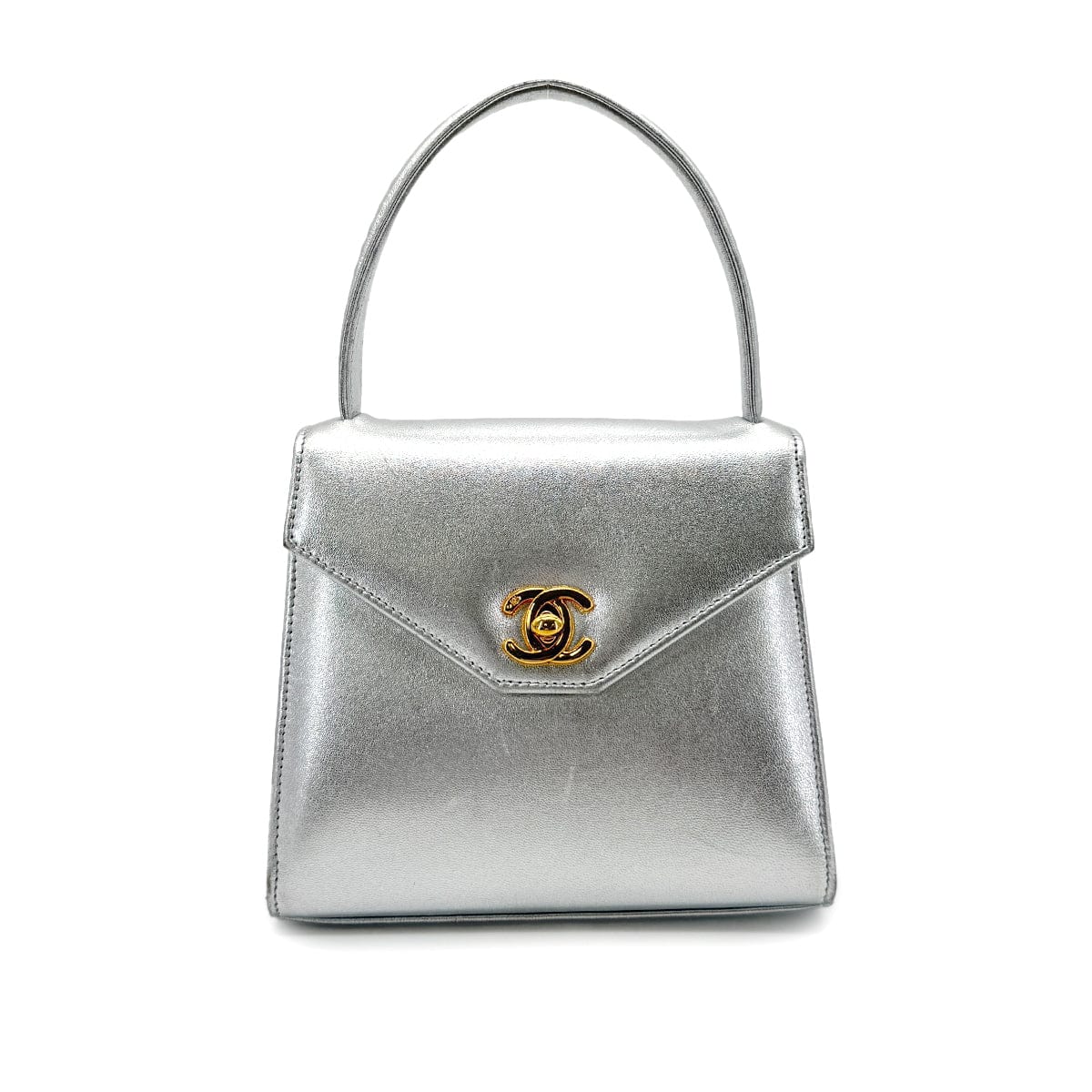 Luxury Promise Japan CHANEL VINTAGE HAND BAG SILVER LAMB SKIN 90275605