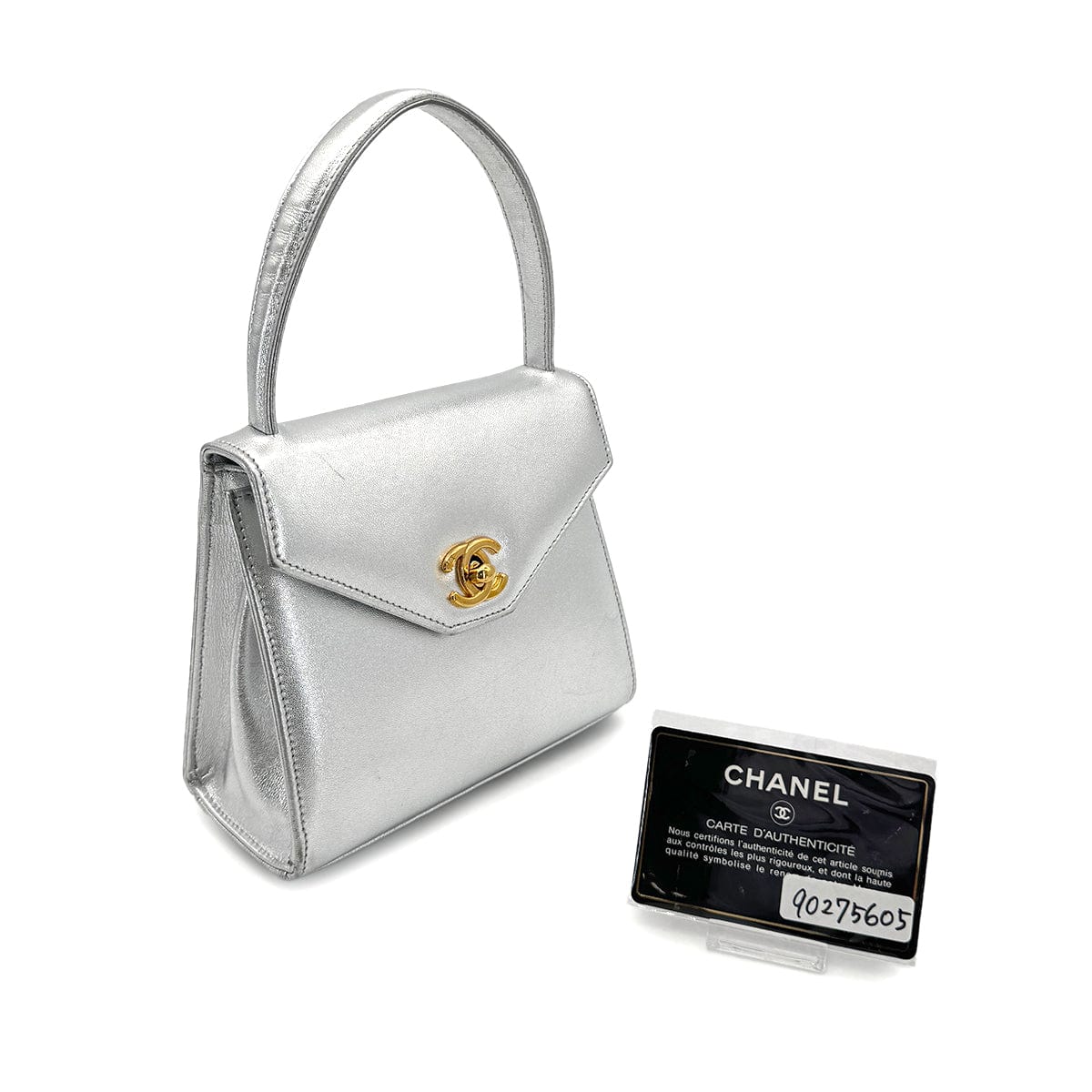 Luxury Promise Japan CHANEL VINTAGE HAND BAG SILVER LAMB SKIN 90275605